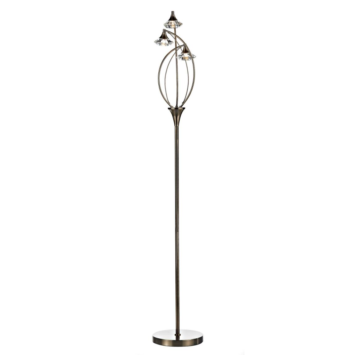 Luther 3 Light Floor Lamp Antique Brass Crystal main product photo