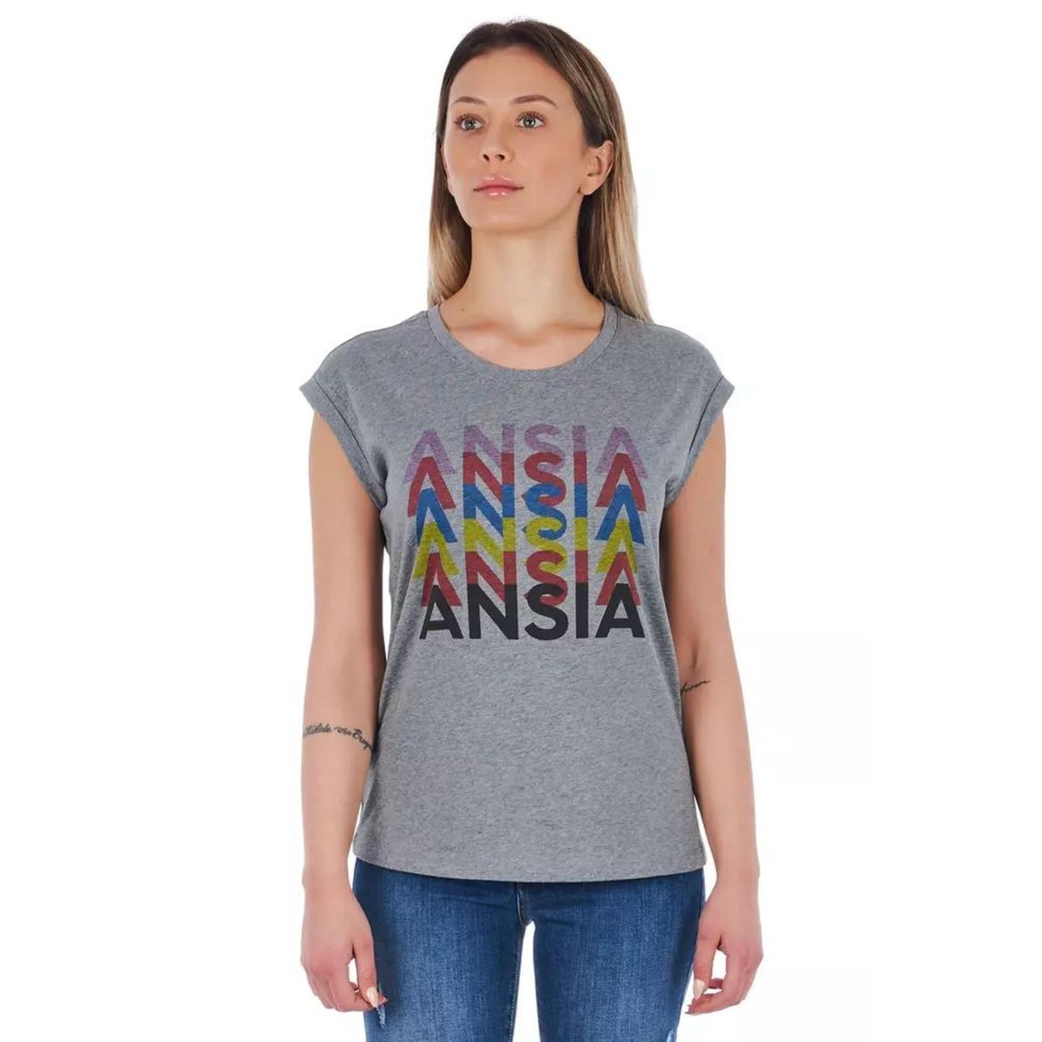 Ansia Graphic Tee Short Sleeve Wo - Gray T-Shirts main product photo