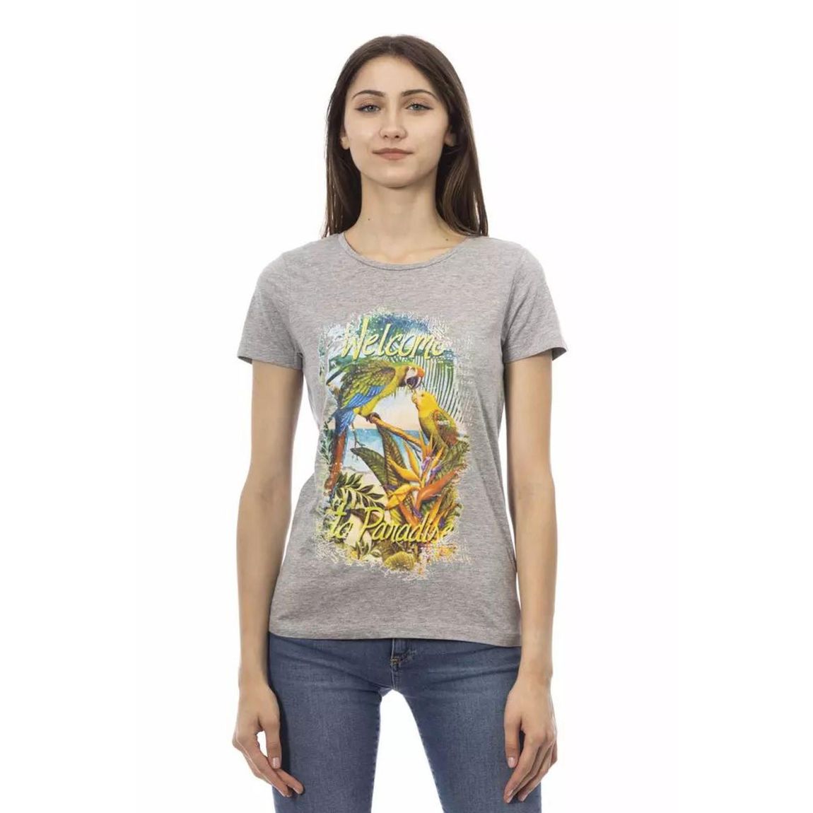 Parrot Graphic Tee Short Sleeve Casual Top Wo - Gray T-Shirts main product photo