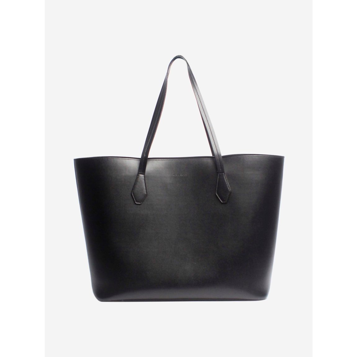Black leather tote bag main product photo