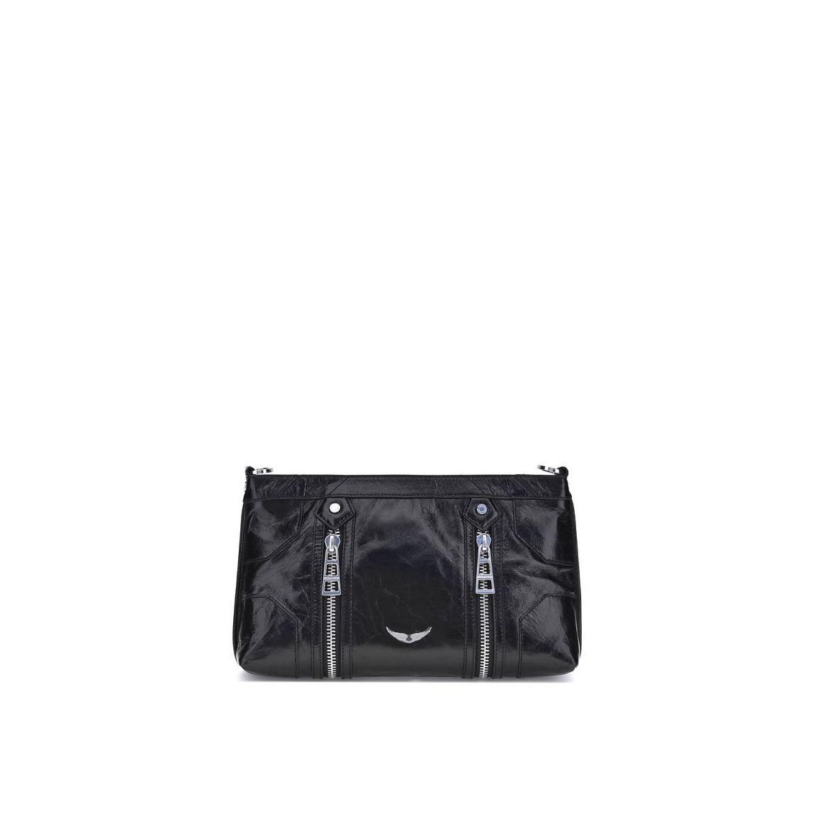 Patent Leather Shoulder Bag with Adjustable Strap Wo - Black main product photo