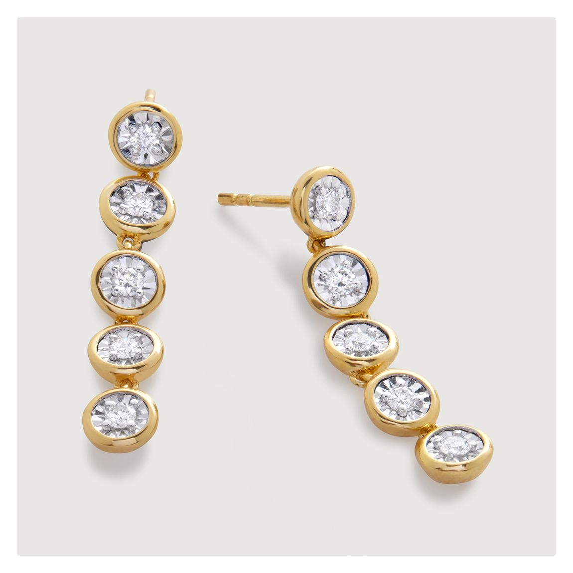 Gold Vermeil Round Diamond Cocktail Earrings - Lab Grown Diamond main product photo