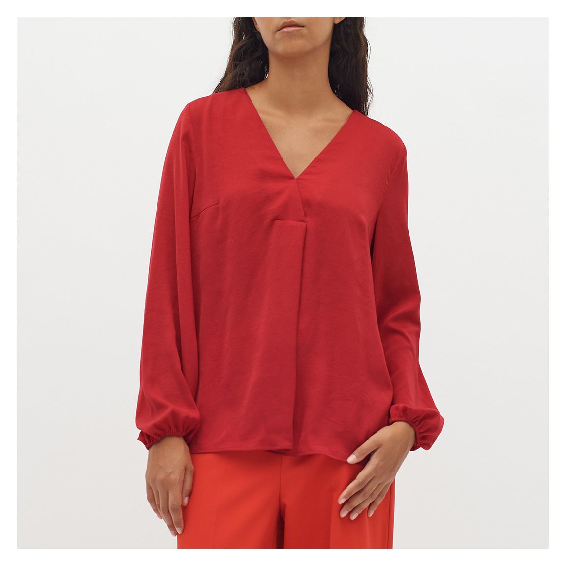 Red V-Neck Blouse main product photo