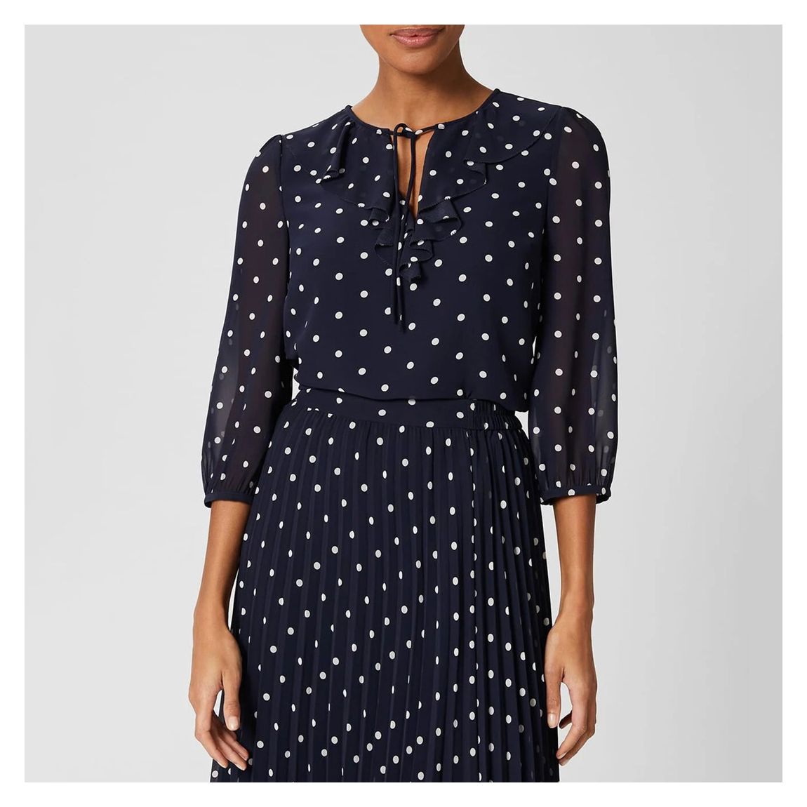 Navy Demi Poka Dot Blouse main product photo