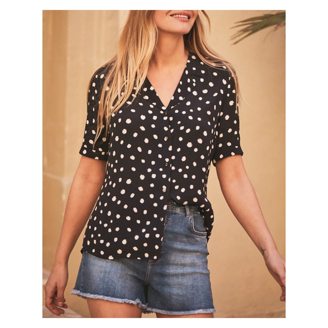 Black Spot Print Relaxed Shirt main product photo