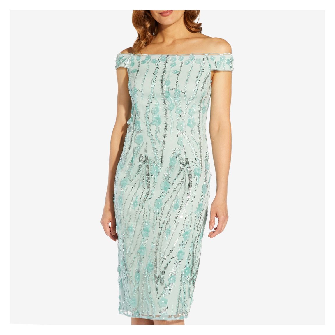 Embroidered Off Shoulder Midi Dress main product photo