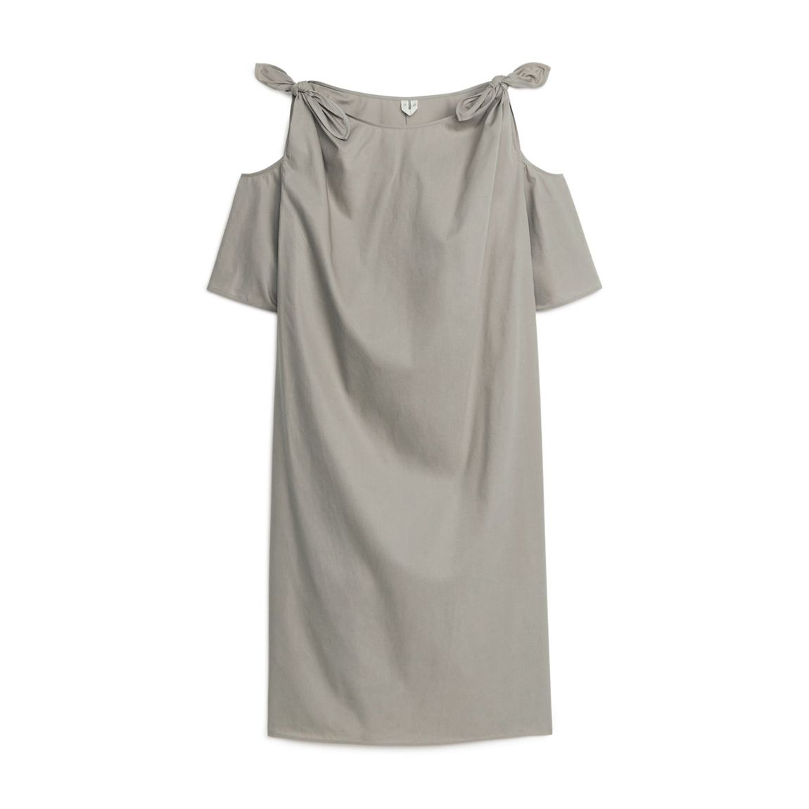 Grey Tie Cotton Blend Dress main product photo