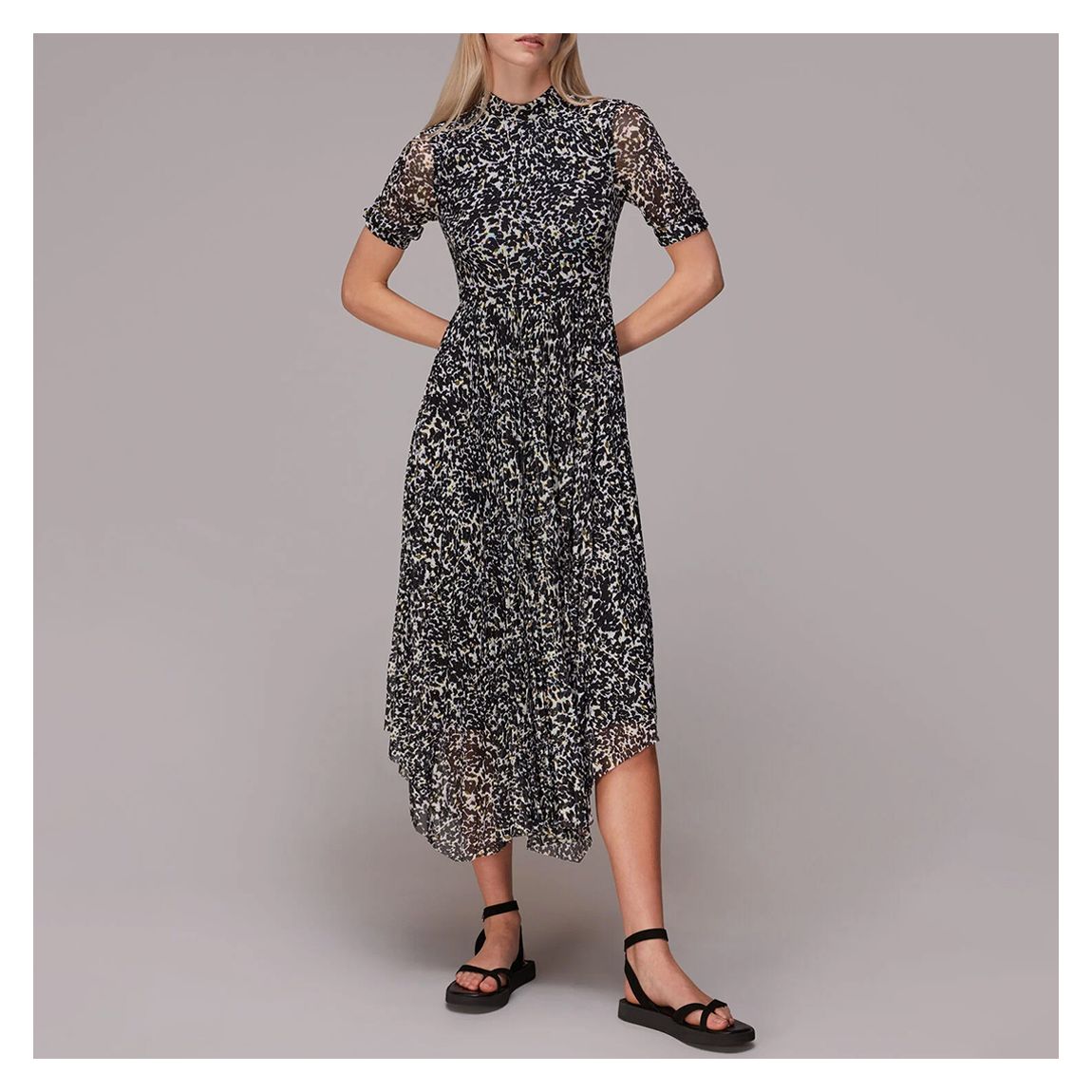 Black/White Smudge Cheetah Mesh Dress main product photo
