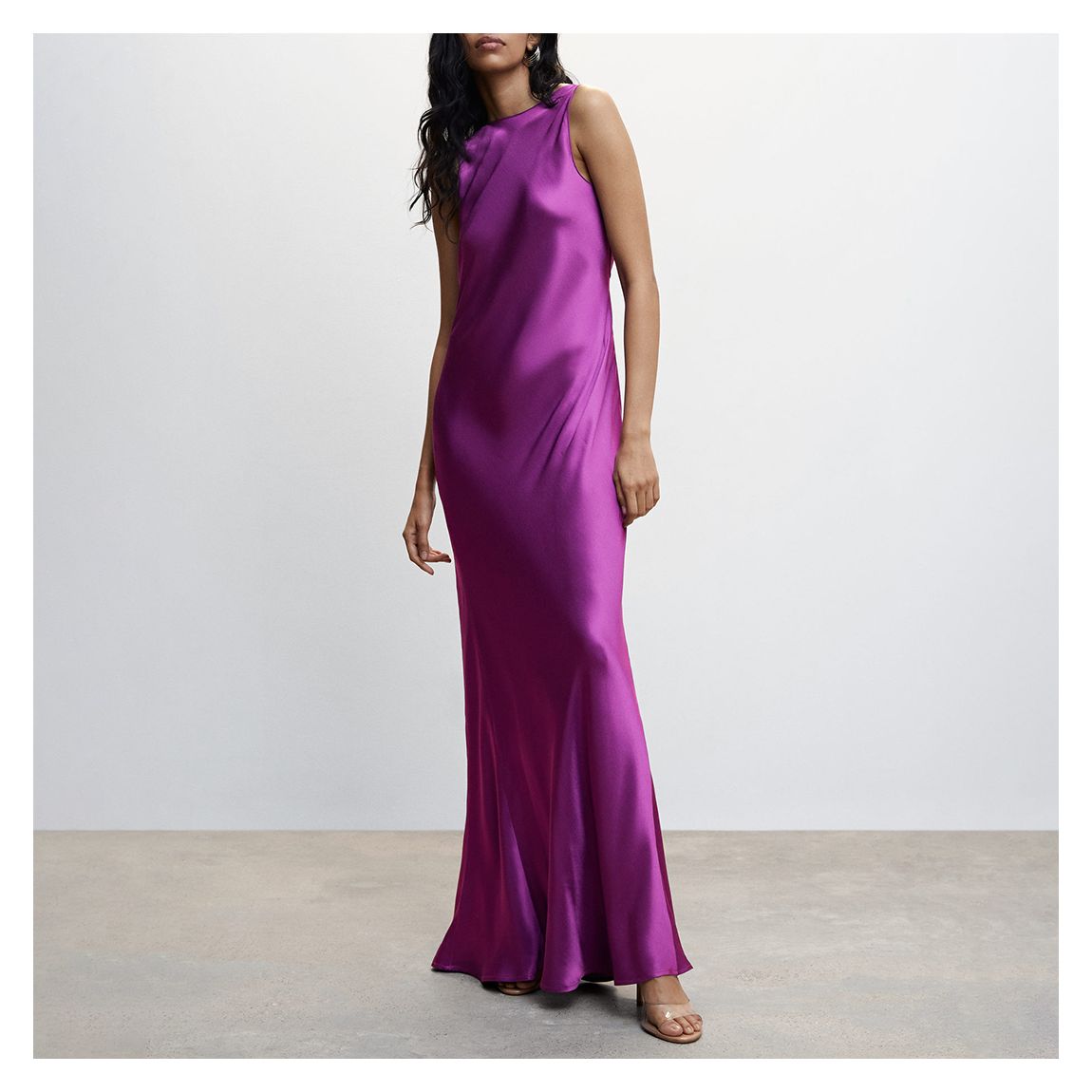 Violet Open-Back Satin-Effect Dress main product photo