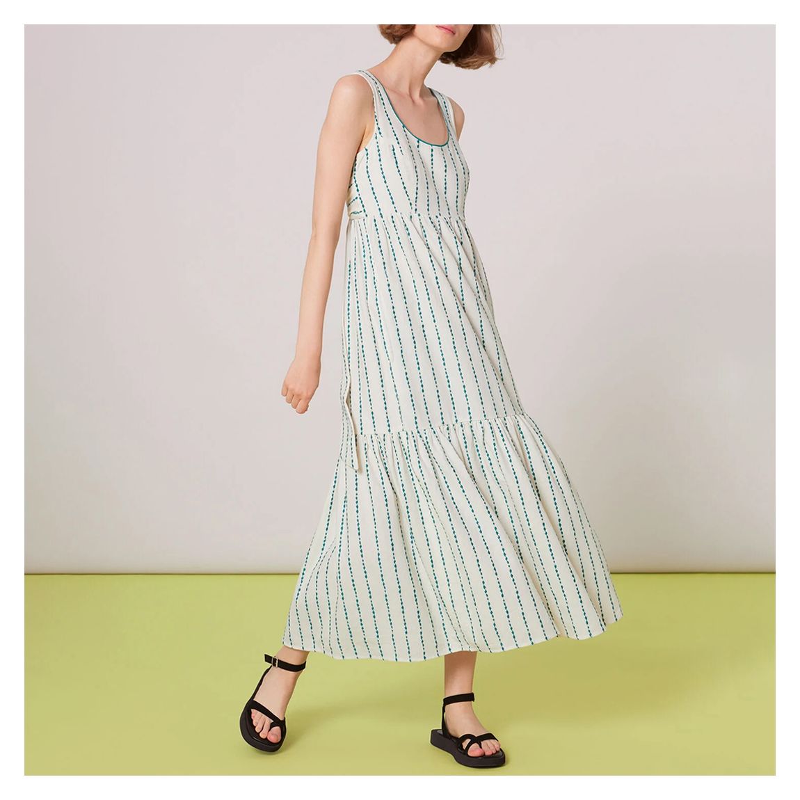 White Marin Embroidered Cotton Midi Dress main product photo
