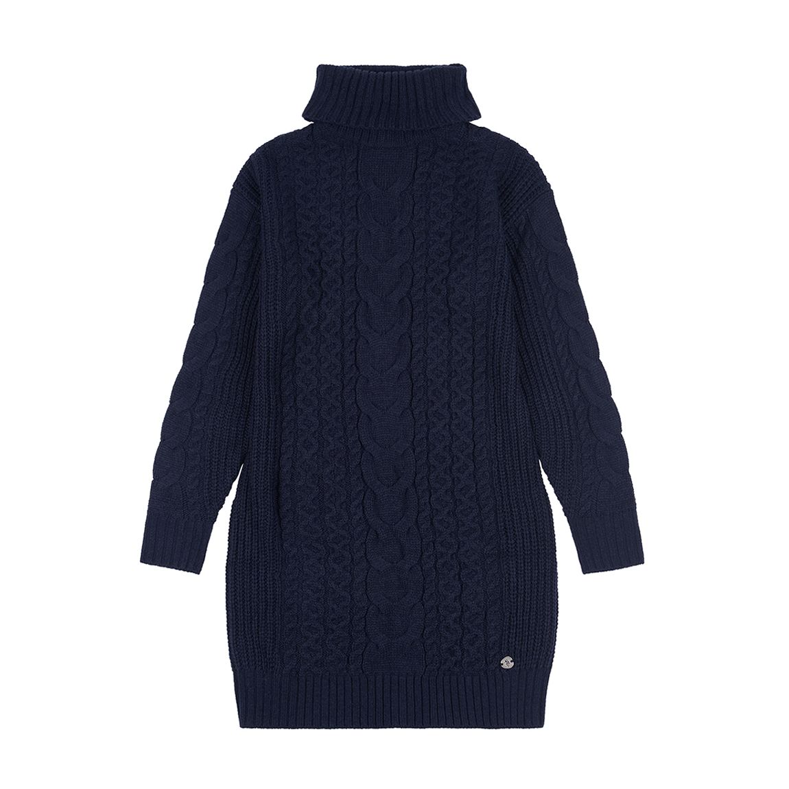 Navy Cable Knit Roll Neck Dress main product photo