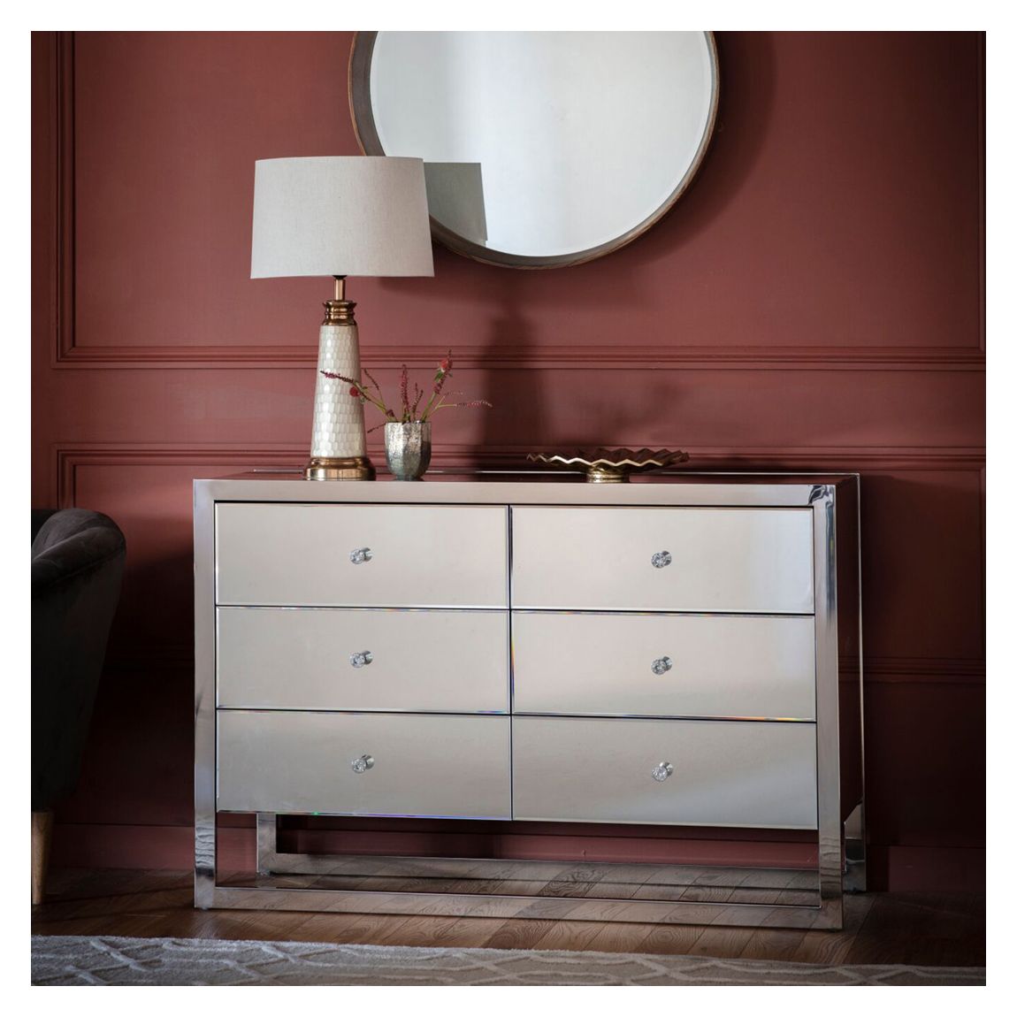 Mawi 6 Drawer Mirrored Chest main product photo