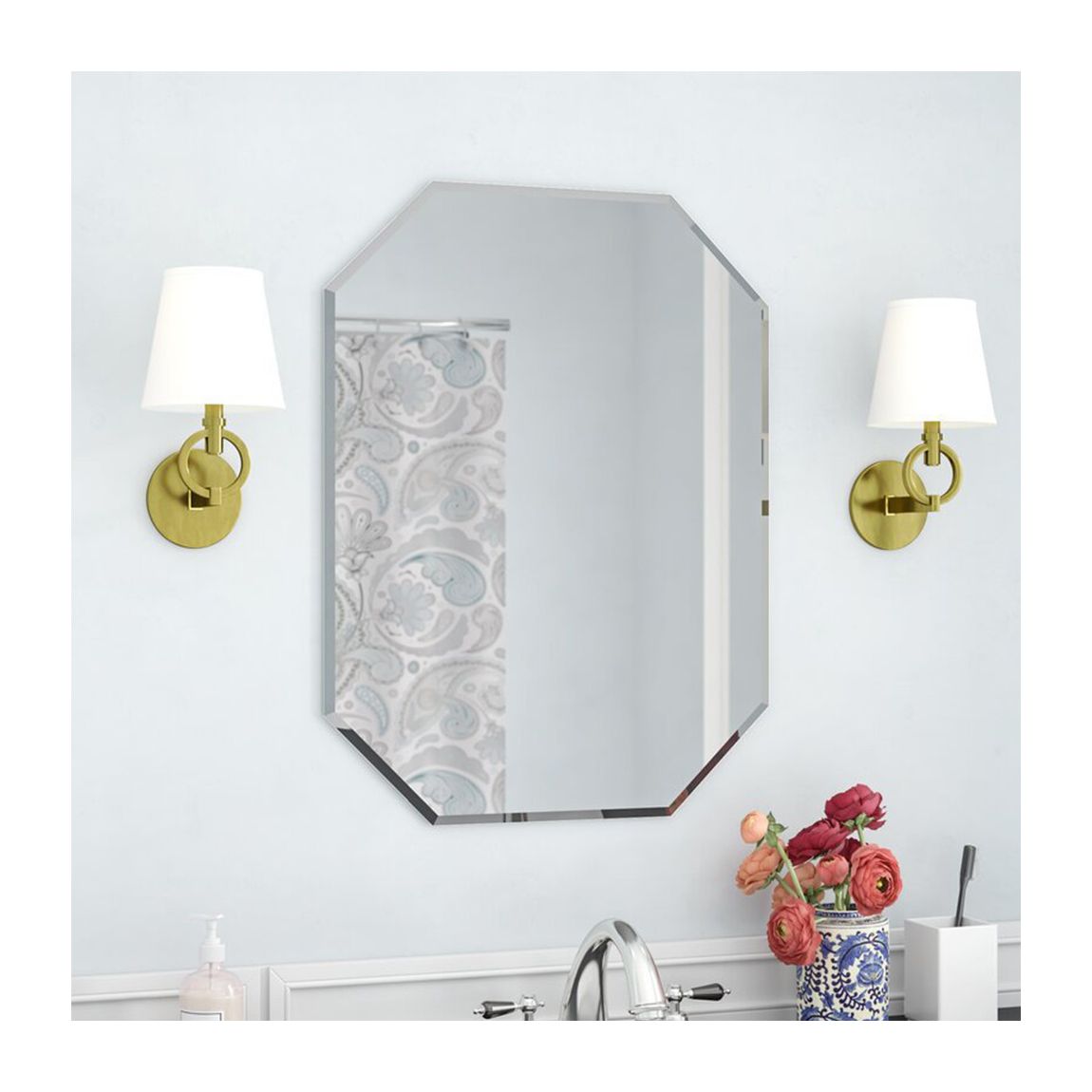 Large Diamond Frameless Vanity Wall Mirror main product photo