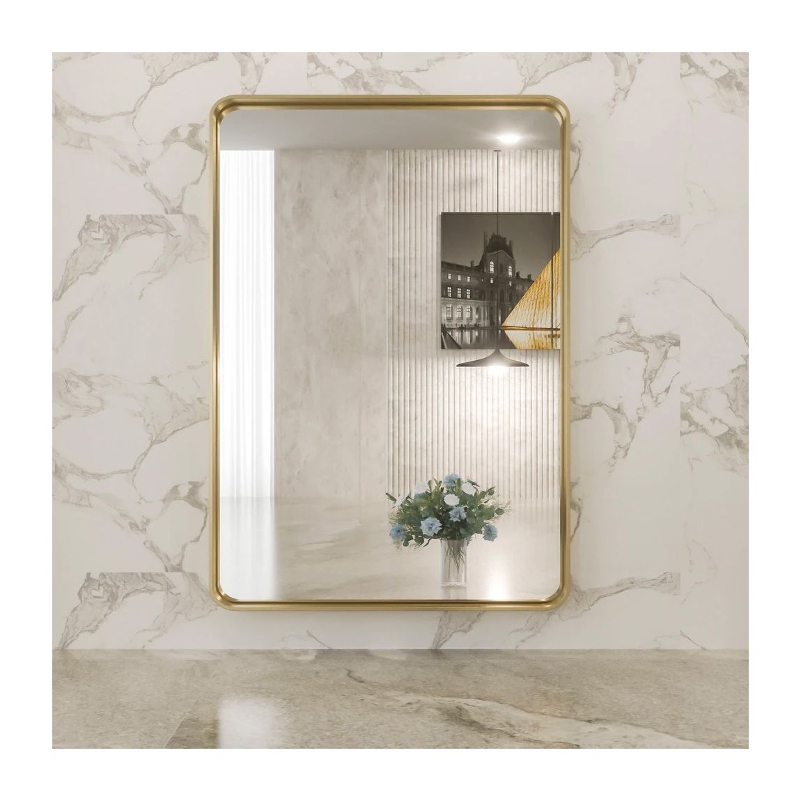Large Gold Rectangular Wall Mirror main product photo