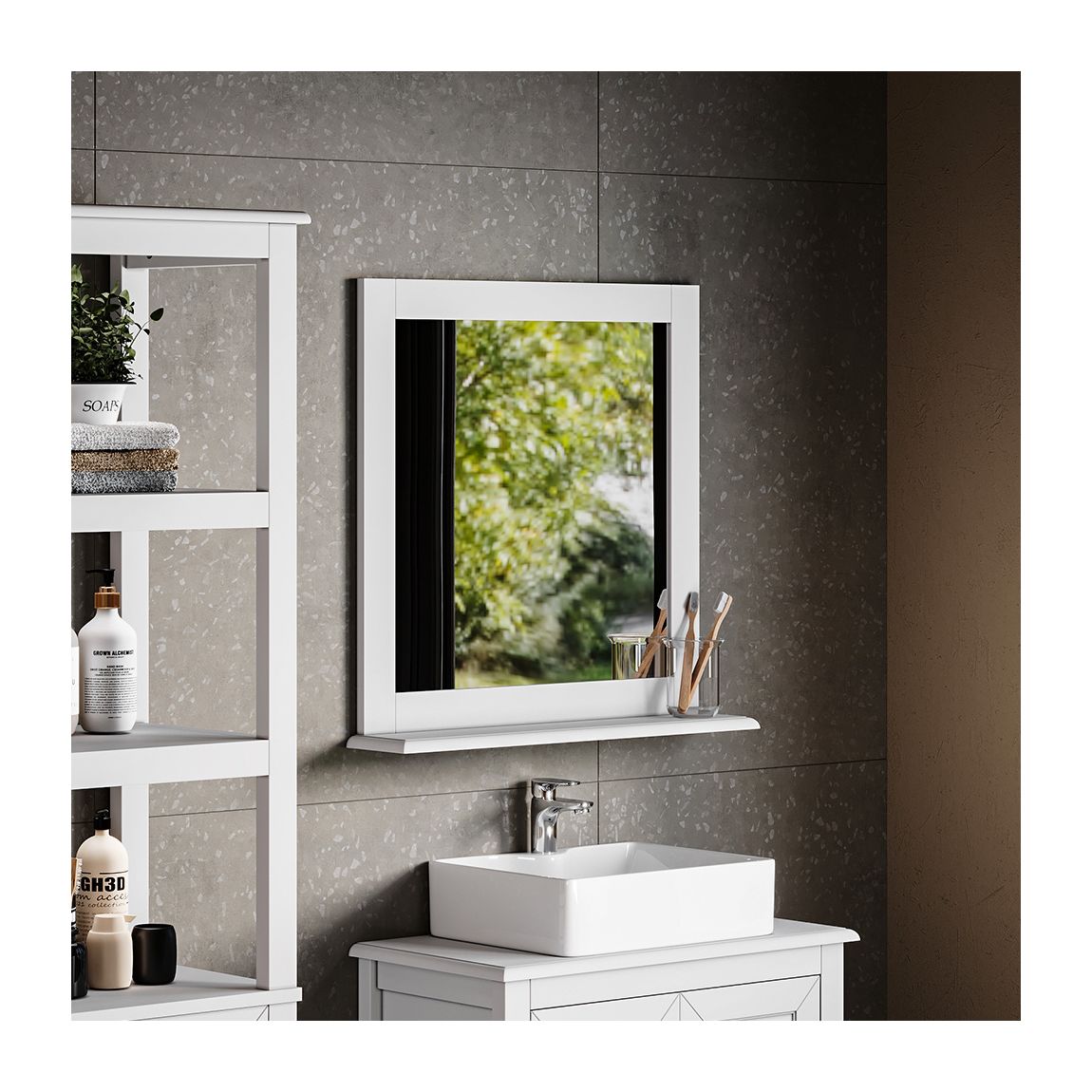 Large White Square Mirror main product photo