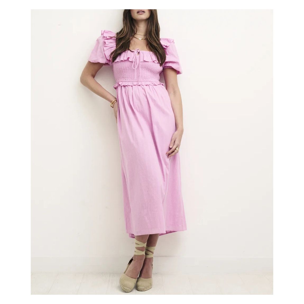 Pink Aria Midi Cotton Dress main product photo