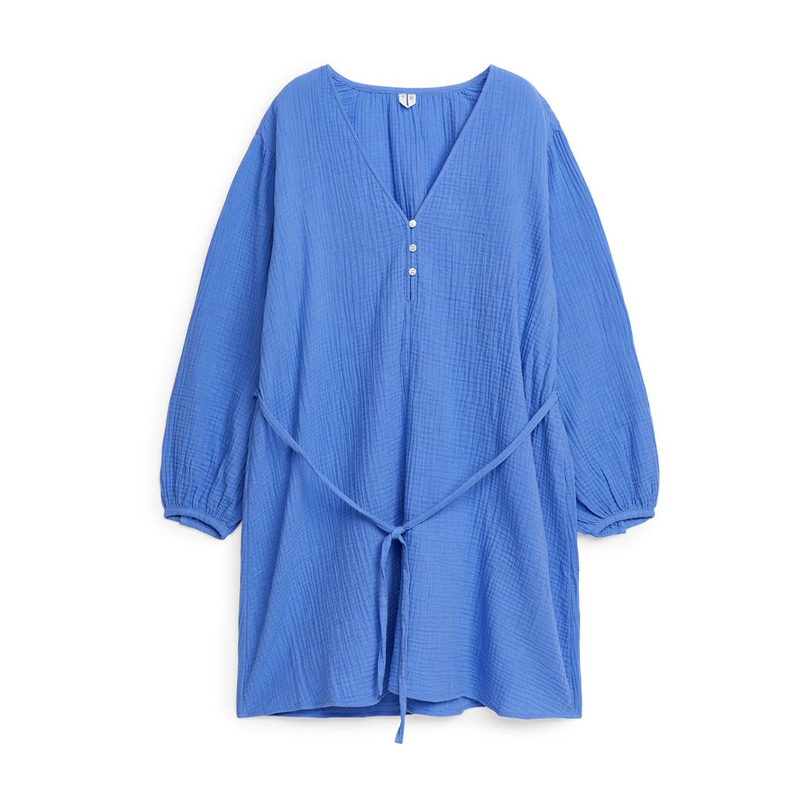 Blue Tie Cotton Mini Dress main product photo