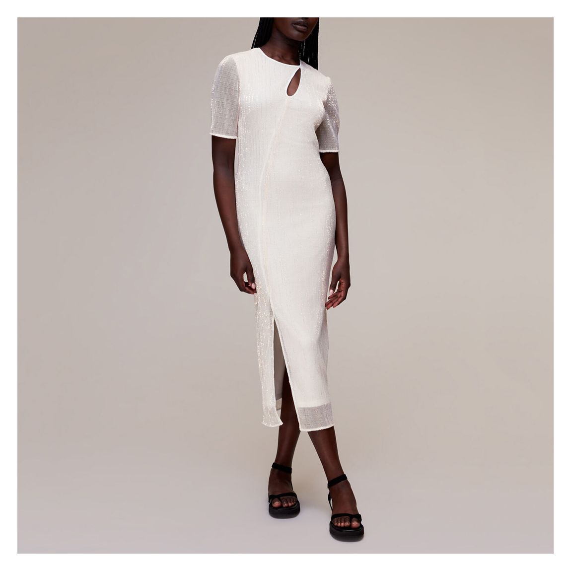 White Fitted Midi Dress main product photo