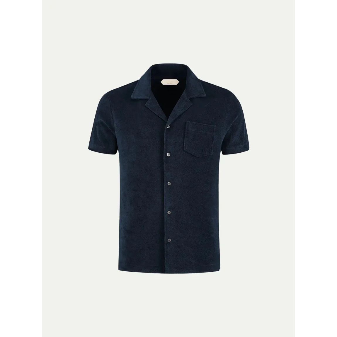 AURELIEN Men's Navy Terry Resort Shirt for Casual Elegance main product photo