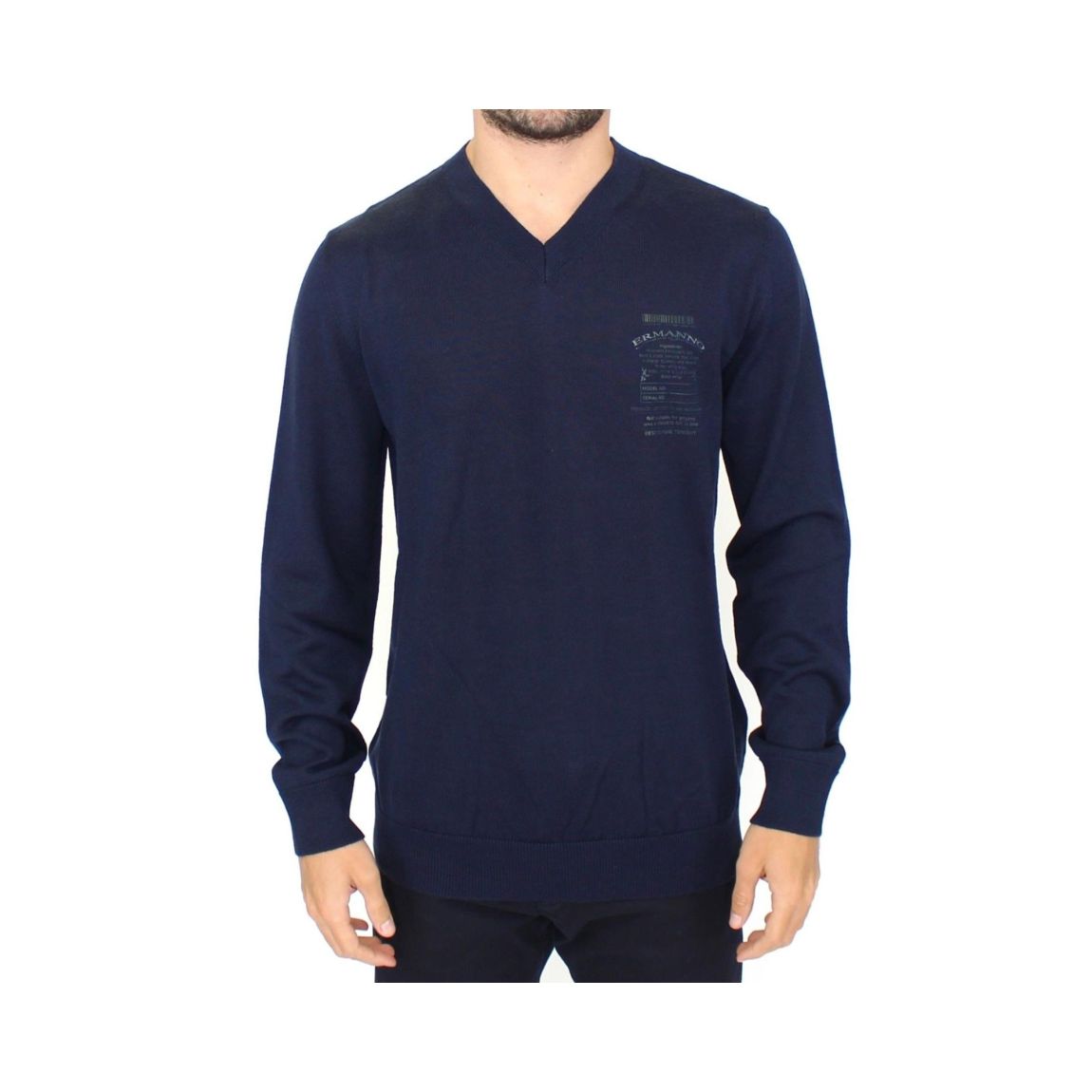 VNeck Merino Wool Sweater - Blue main product photo