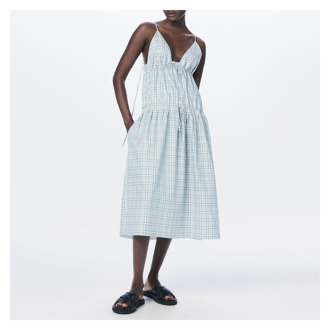 Green Cotton Check Print Dress main product photo