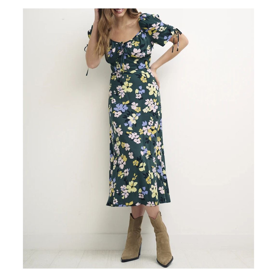Dark Green Pippa Floral Midi Dress main product photo