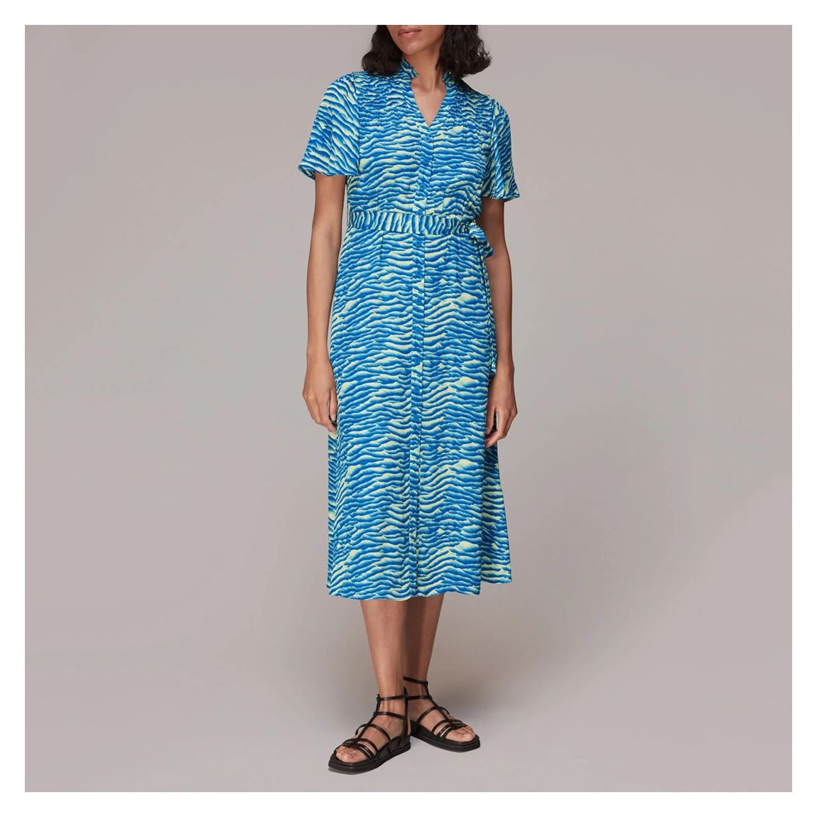 Blue Animal Print Midi Dress main product photo