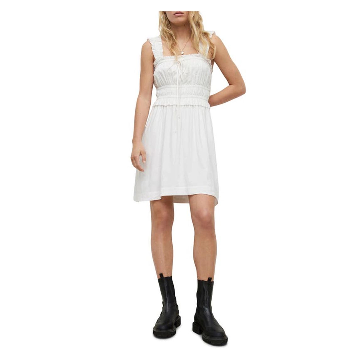 White Sofia Linen Blend Mini Dress main product photo