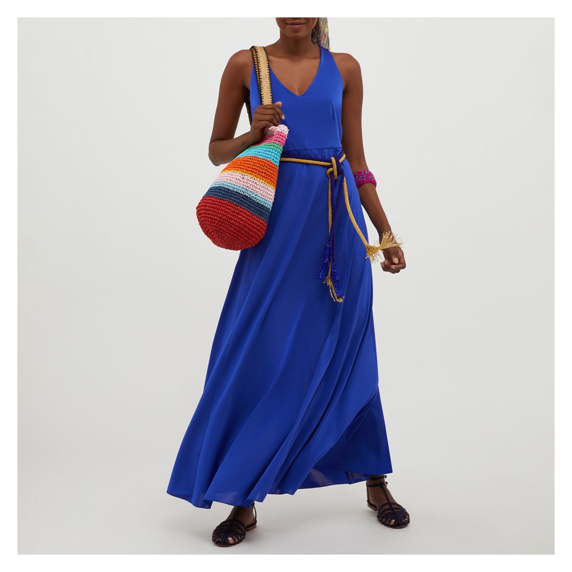 Blue Annarita V-Neck Maxi Dress main product photo