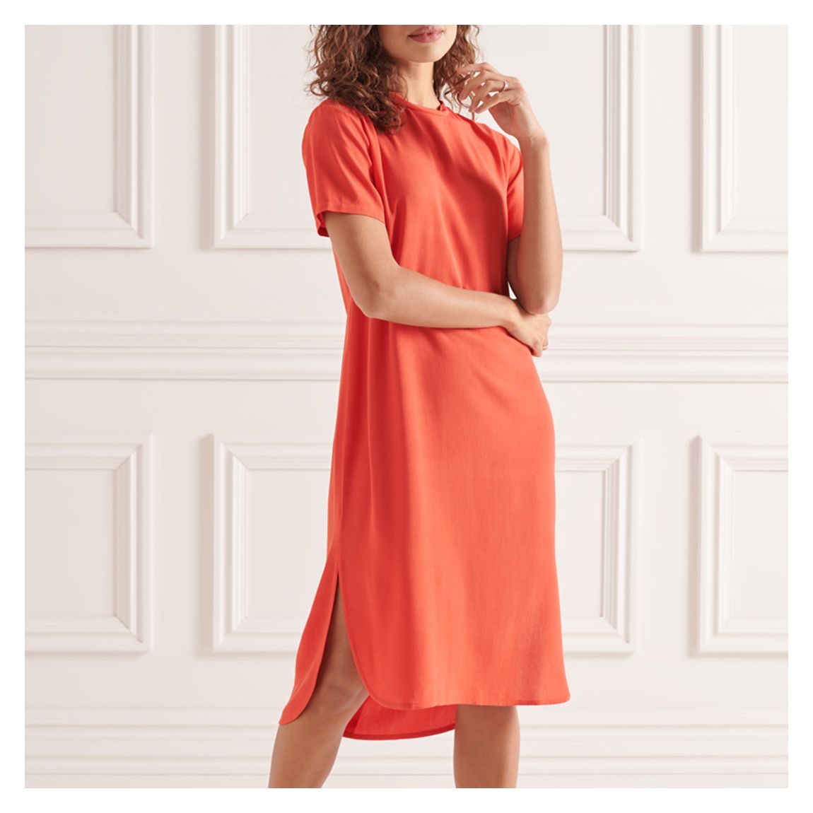 Orange Curve Hem Shift Dress main product photo