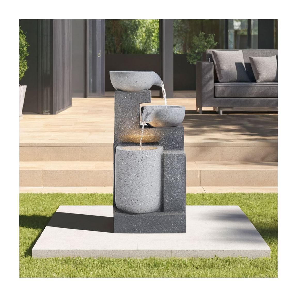 Outdoor Solar-Powered Fountain with LED Light 32 cm W x 29 cm D x 72 cm H main product photo