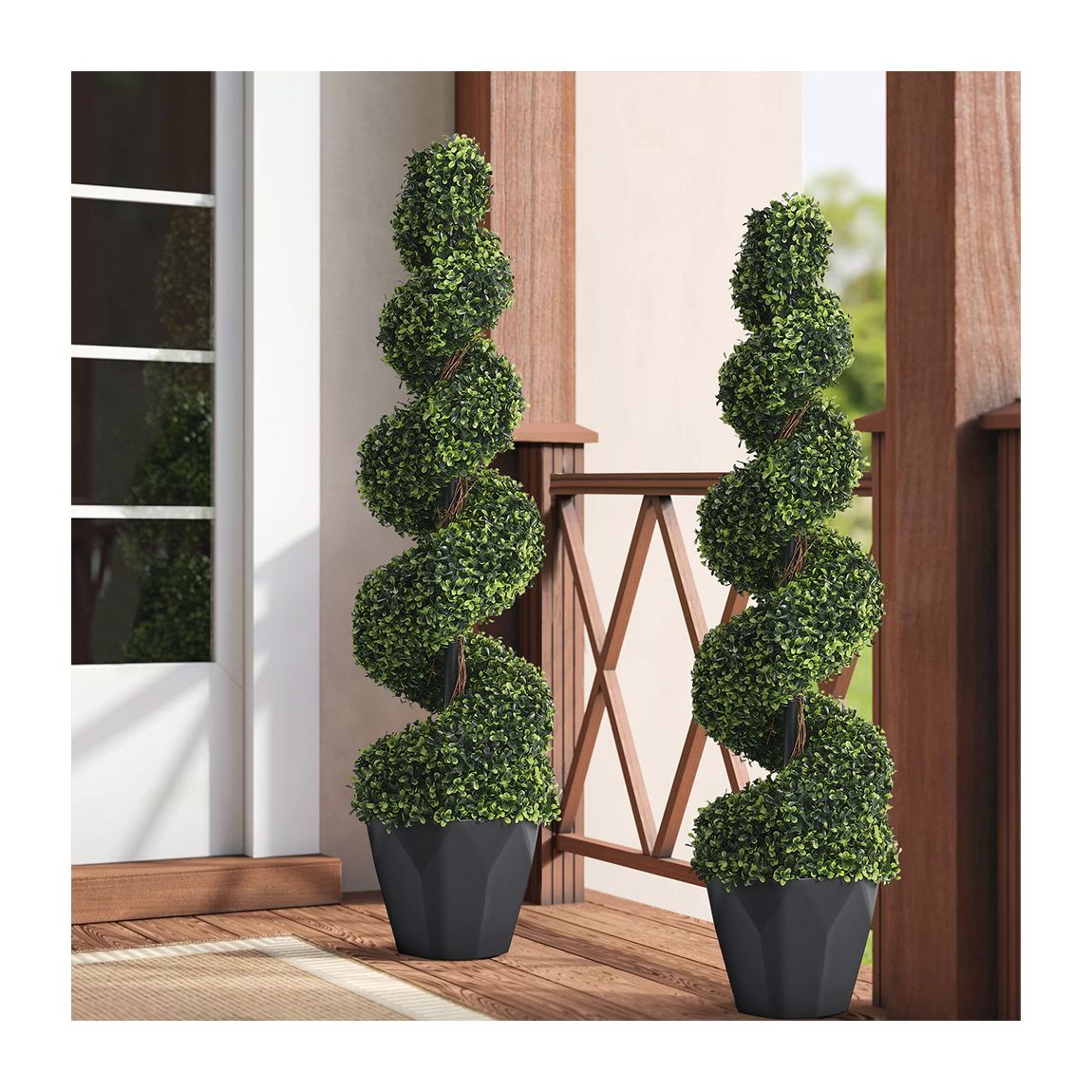 Set of 2 Artificial Spiral Boxwood Trees, 120cm main product photo