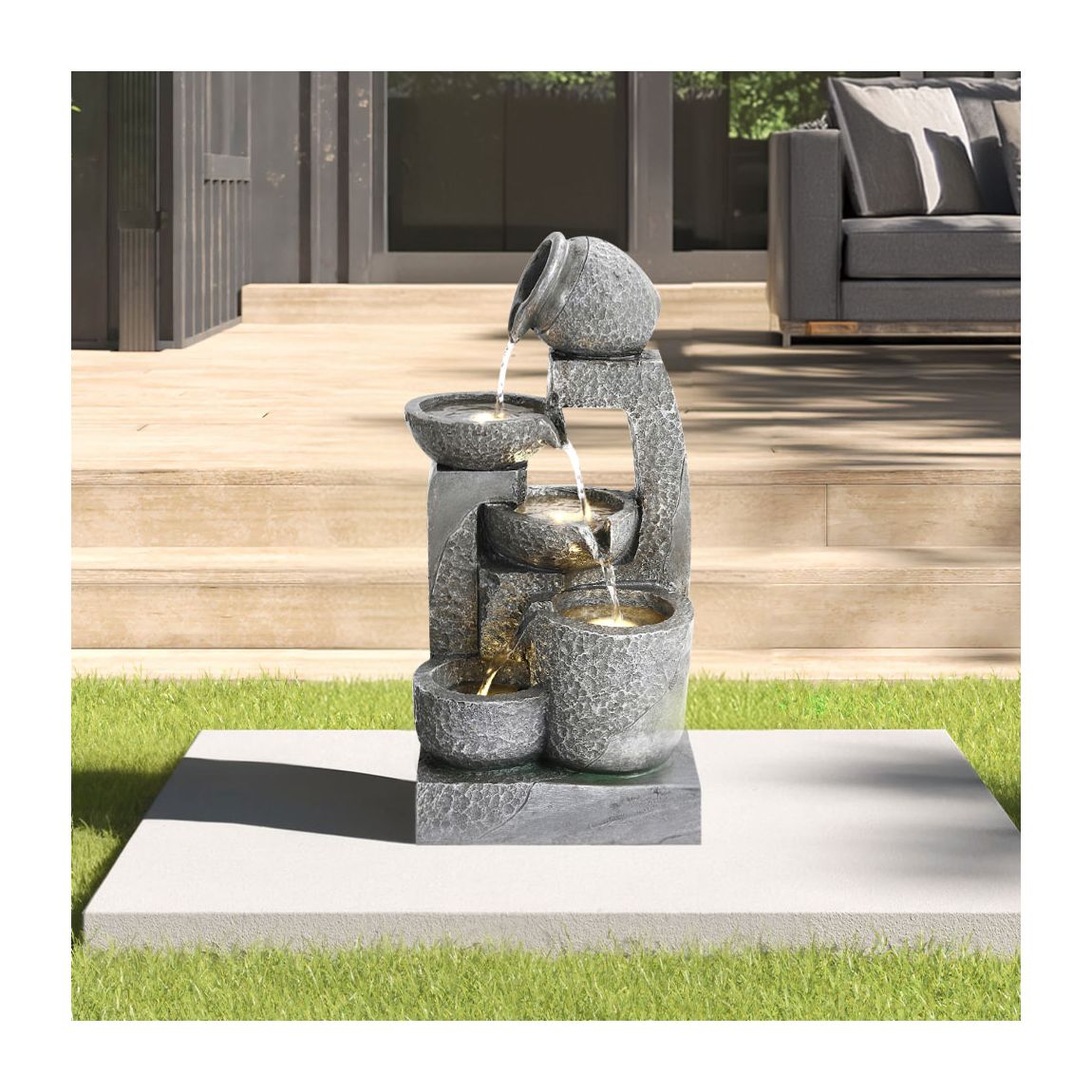 Outdoor Solar-Powered Fountain with LED Light 28cm W x 22cm D x 64cm H main product photo