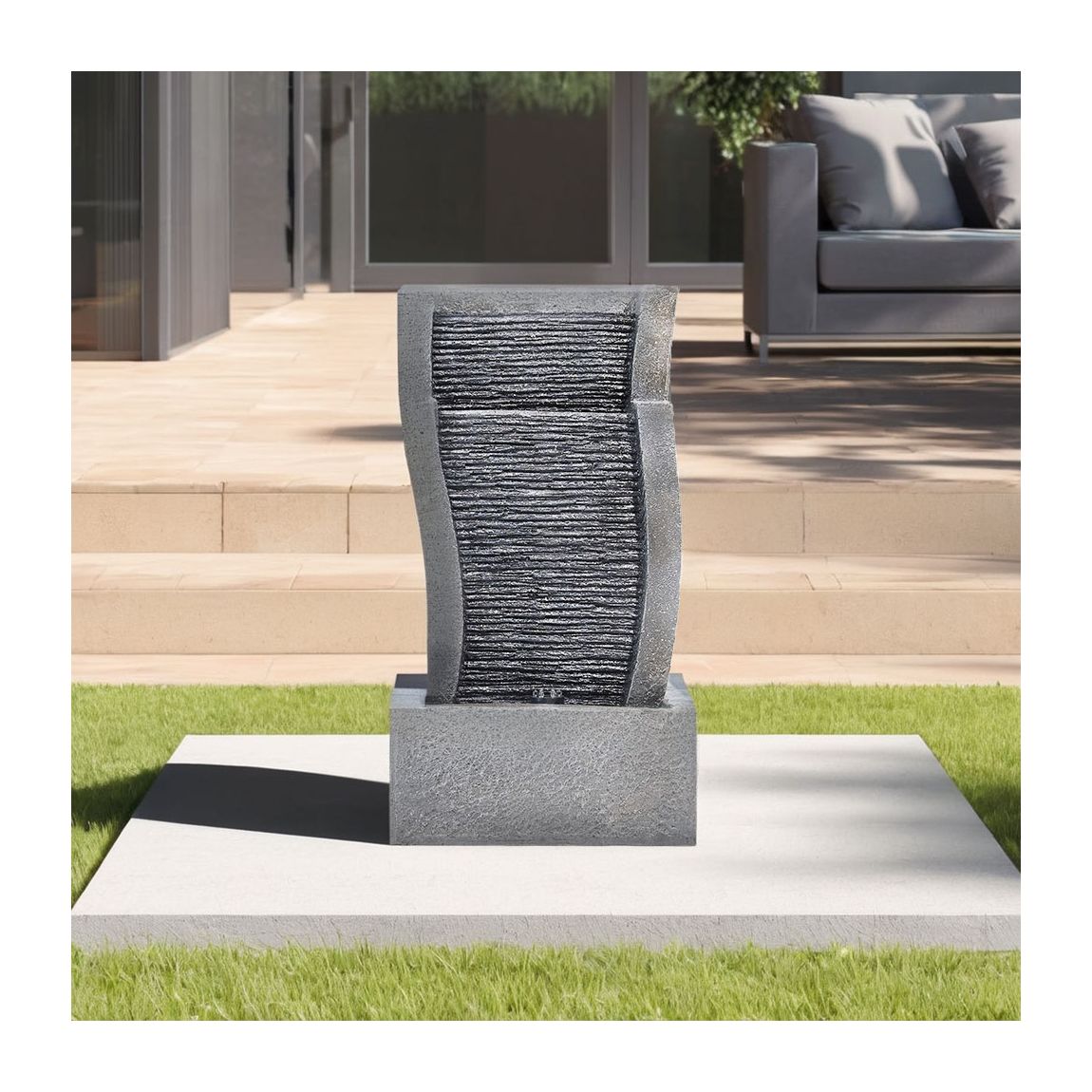 Outdoor Solar-Powered Fountain Rockery with LED Light main product photo