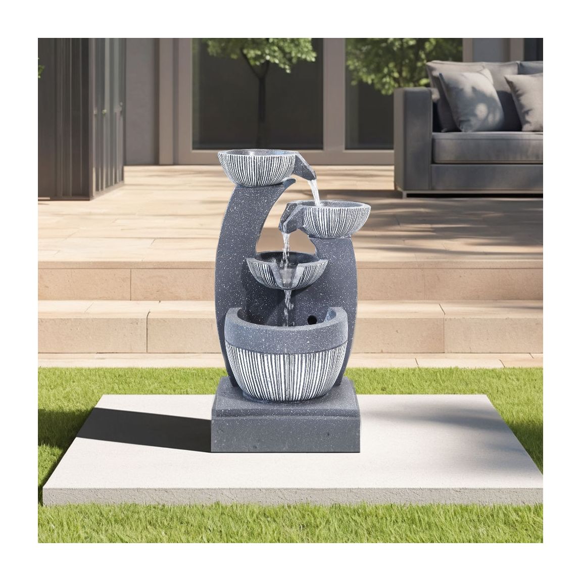 Outdoor Solar-Powered Fountain Decoration with LED Light main product photo