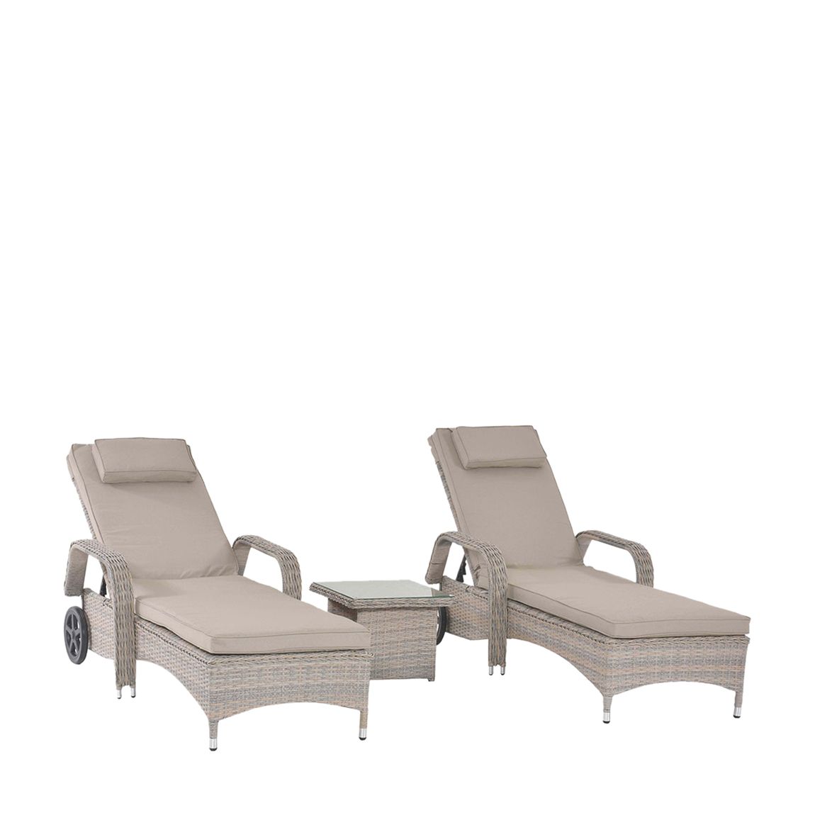 Cotswold Sunlounger Set (2x loungers + 1x Side Table) main product photo