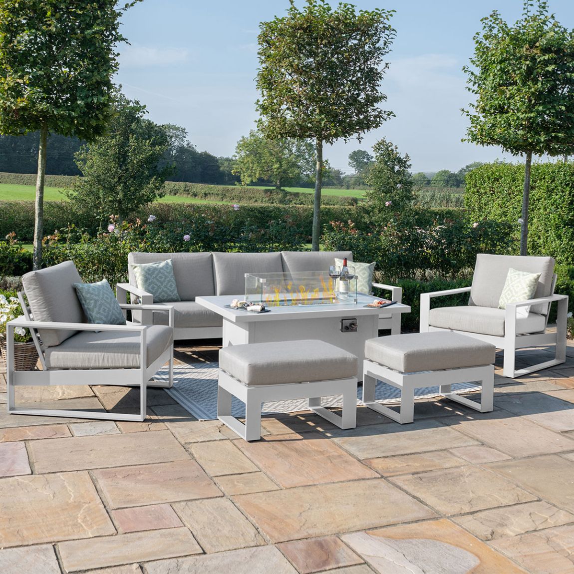 Amalfi 3 Seat Sofa Dining Set with Rectangular Fire Pit Table main product photo