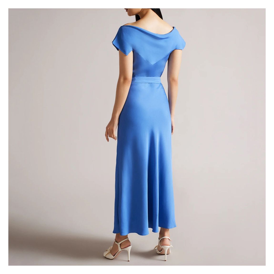 Blue Noemi V Neck Bias Cut Midi Dress main product photo