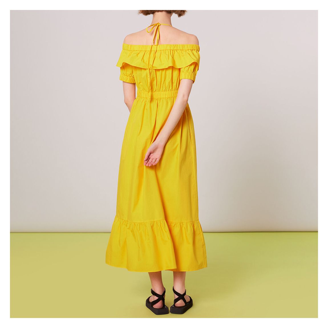 Yellow Serena Poplin Cotton Dress main product photo