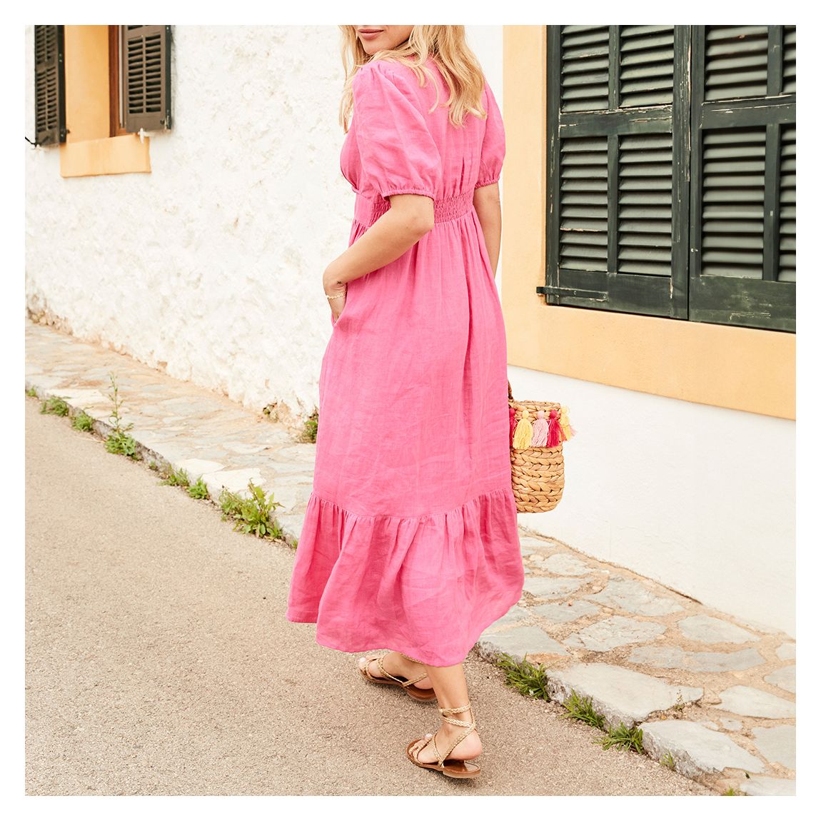 Pink Maria Linen Maxi Dress main product photo