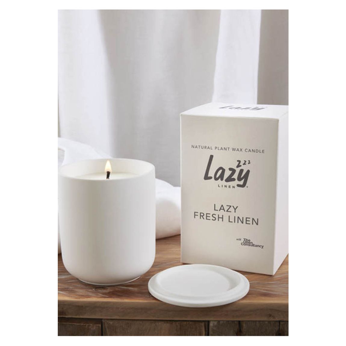 Lazy Fresh Linen Ceramic Candle Pot With Lid main product photo