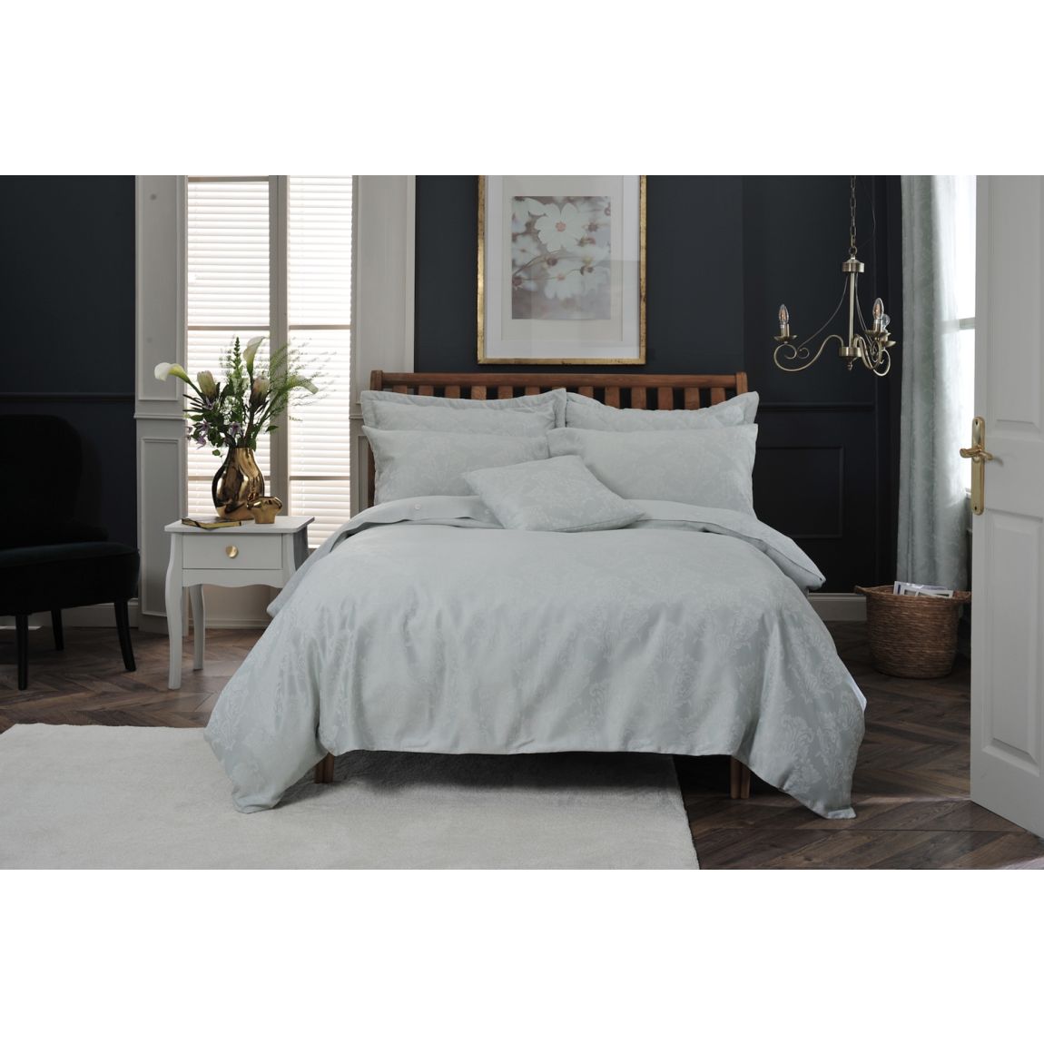 The Lyndon Company Versailles Duck Egg Duvet Set Duck Egg Single main product photo