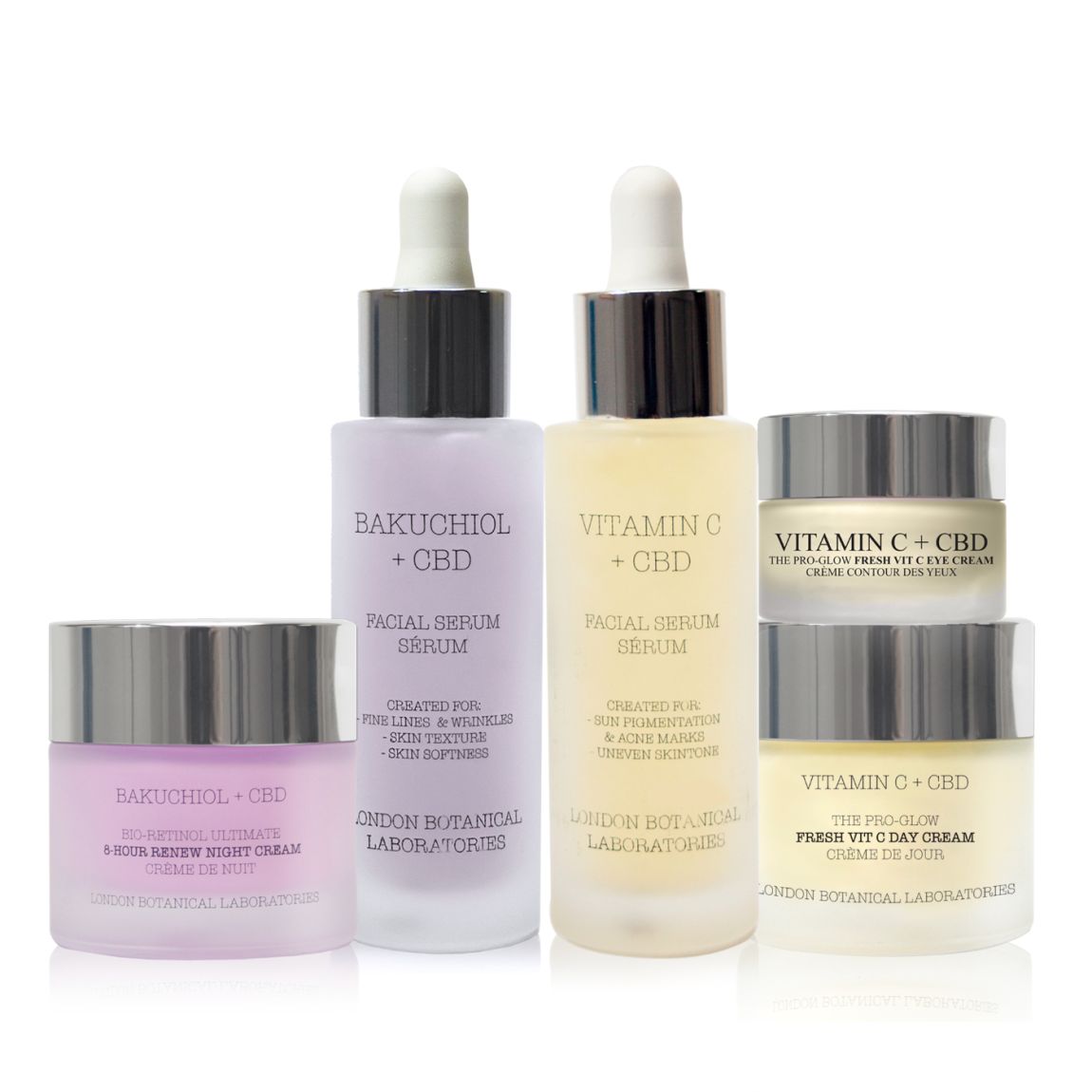Bakuchiol Serum+ Vitamin C Serum + day cream + Night cream + eye cream main product photo