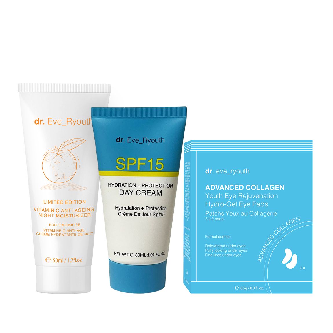 Vitamin C Night Moisturizer (Limited Edition) + Youth Eye Rejuvenation Hydro-gel Eye Pads + SPF15 Hydration + Protection day cream 30 ml main product photo