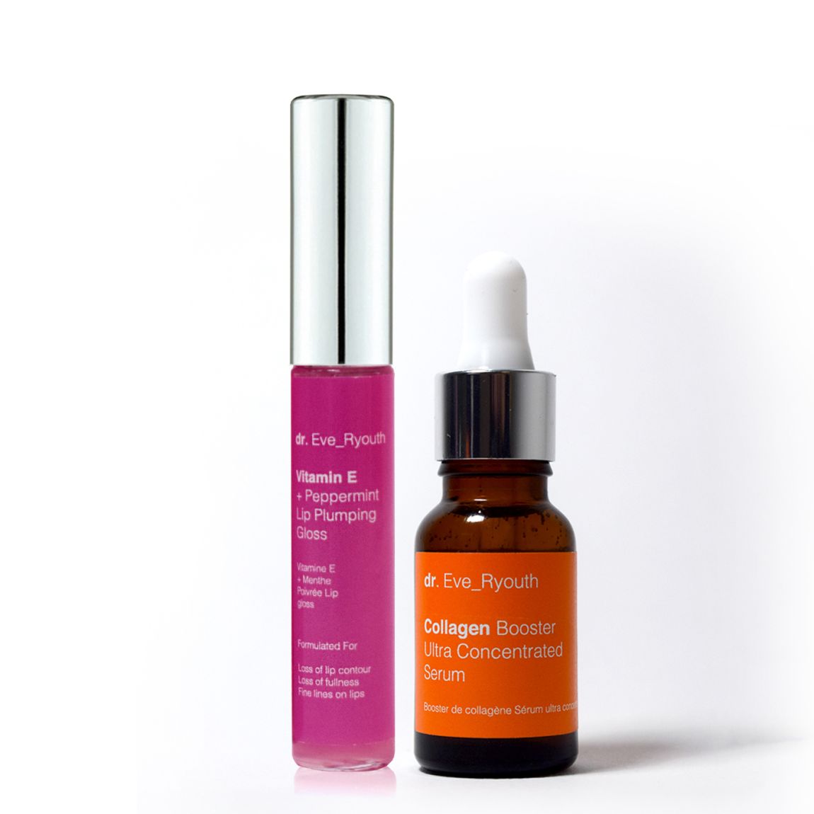 Collagen Booster Ultra Concentrated Serum 15ml + Vitamin E and Peppirment Lip Plumps 8ml main product photo
