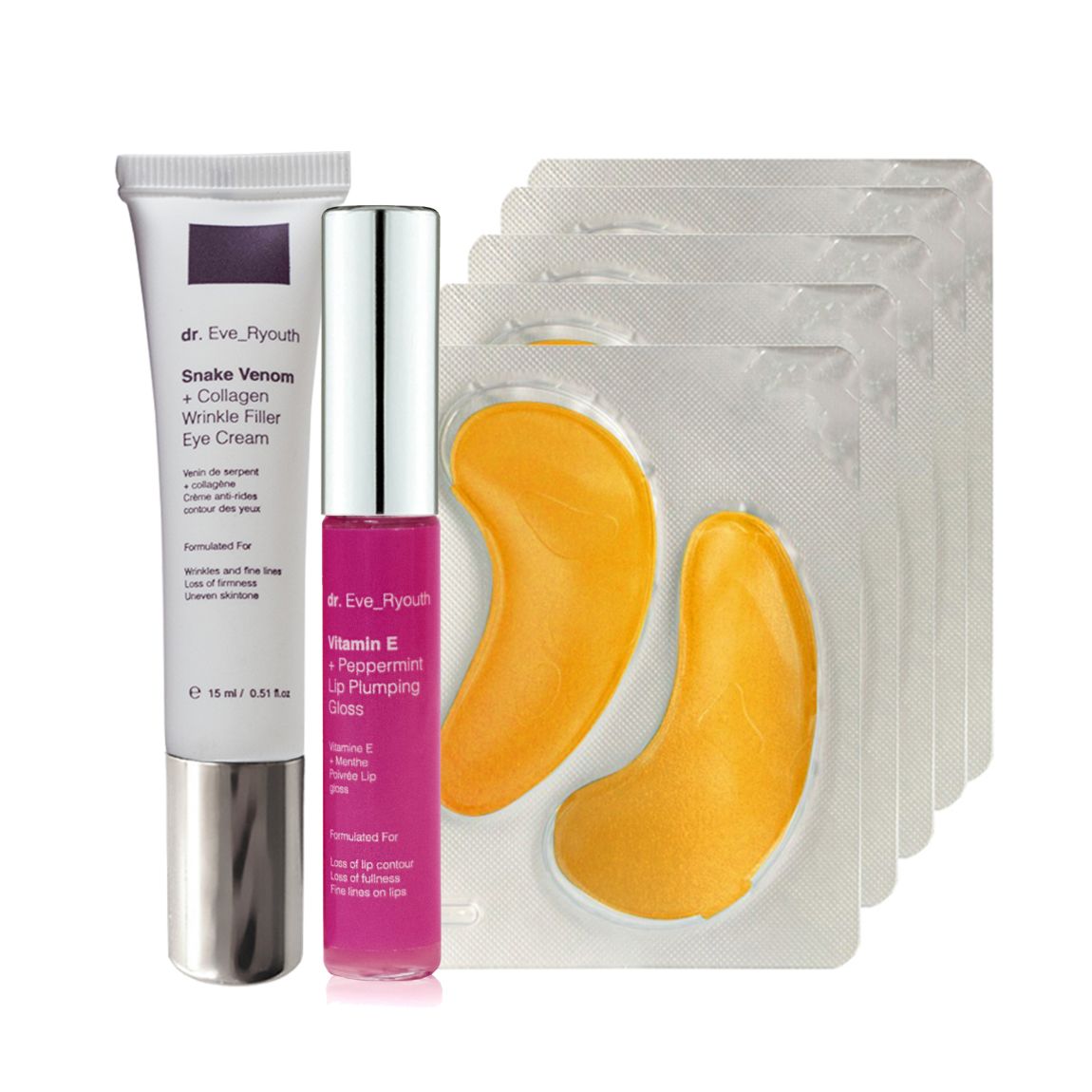 Hydrating Eye Treatments Pads + Vitamin E and Peppermint Lip Plumps 8ml + Eye Cream 15 main product photo