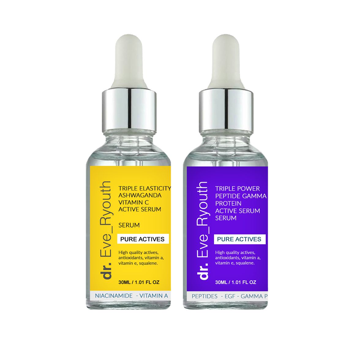 Triple Elasticity Ashwaganda Vitamin C Powerful Active Serum 30ml + Triple Power Peptide Gamma Protein active serum 30ml main product photo