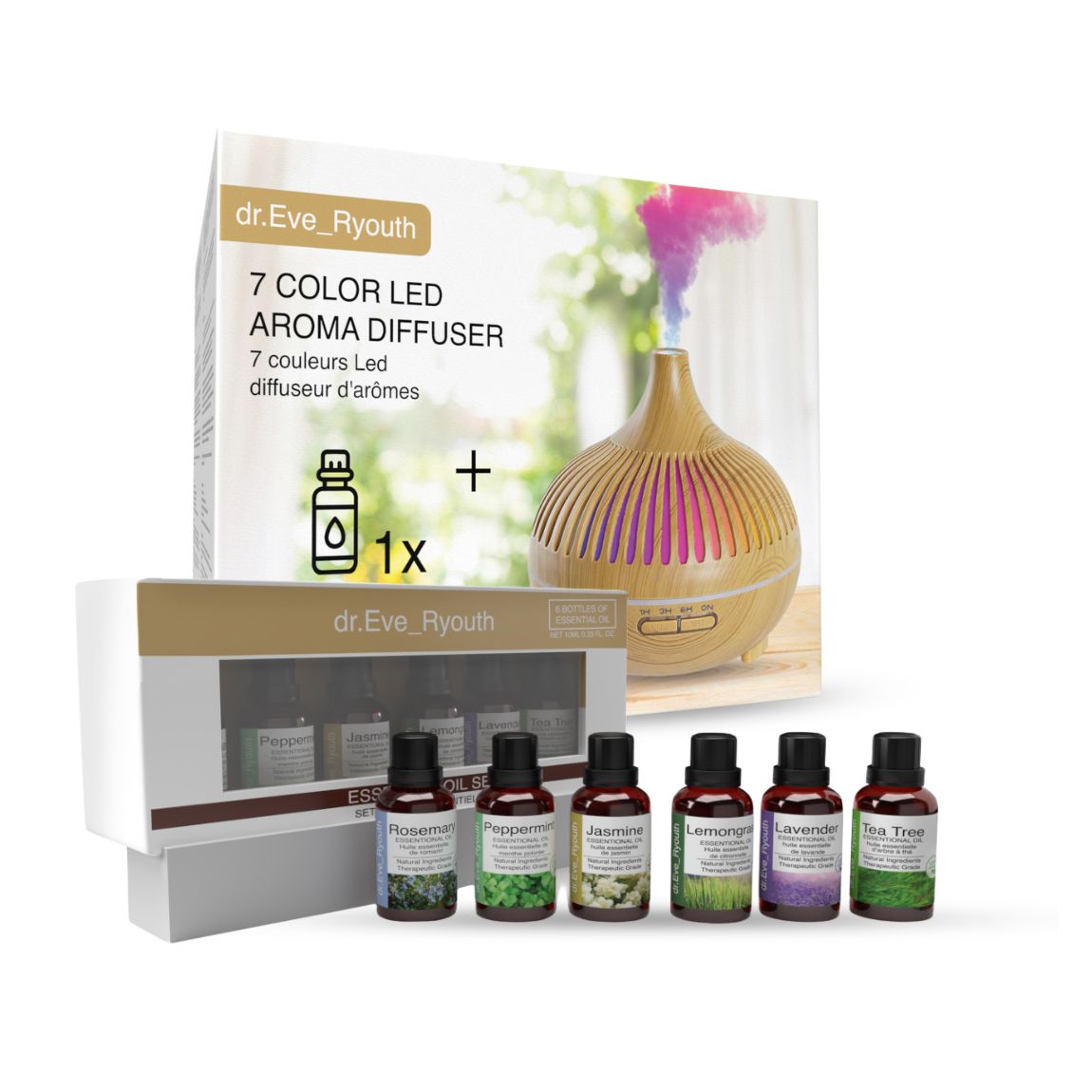 7 Color Led Aroma diffuser + Essential oil Set main product photo
