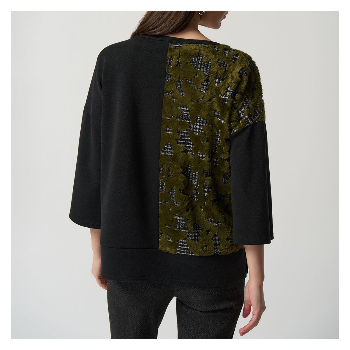 Black/Green Printed V-neck Dress main product photo