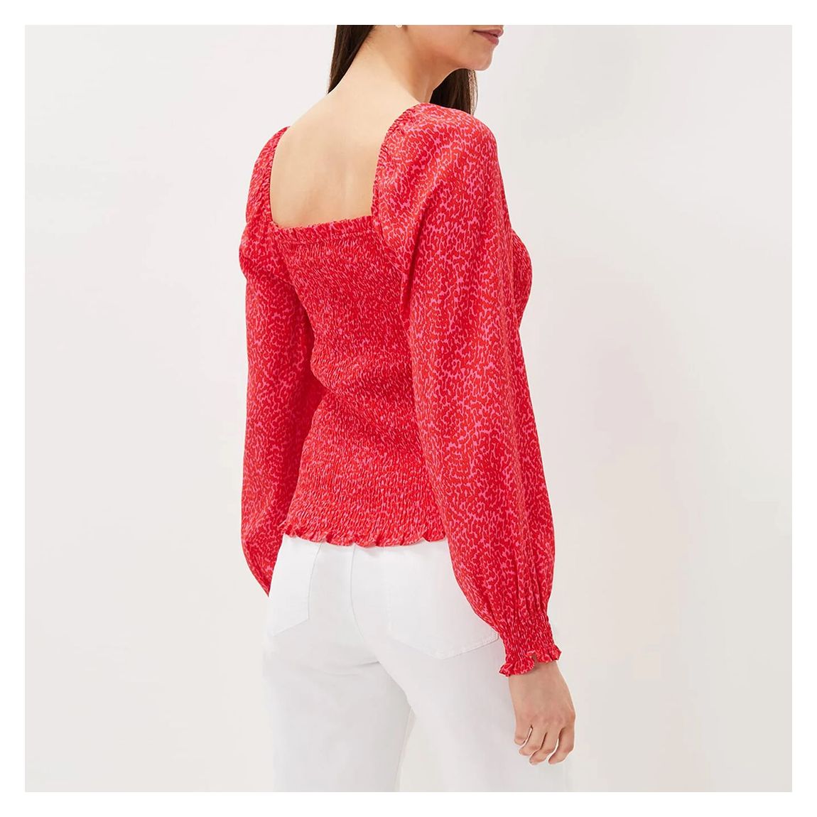 Red Print Esty Square Neck Blouse main product photo